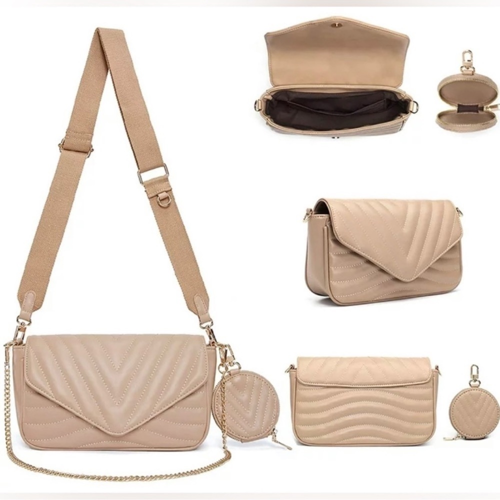 Ant Expedition Quilted Crossbody Shoulder Bag with Chain Strap & Coin Purse